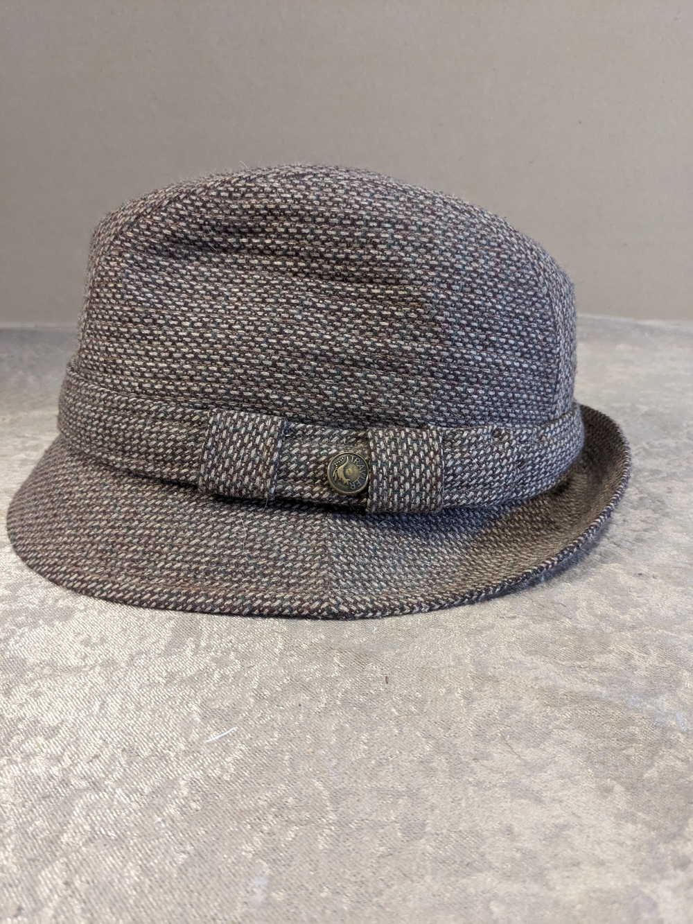 Vintage Traveler by Country Gentleman Brown Tweed Fedora- Sz 7 1/8